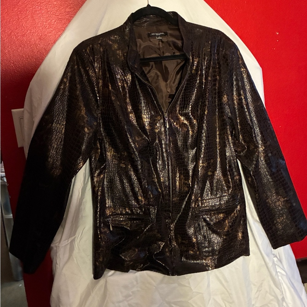 Notations Metallic Black Cropped Jacket - image 4